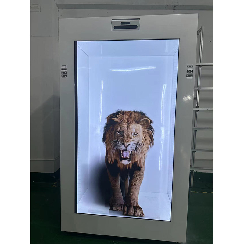 Transparent inomhus interaktiv lcd-showcase holobox projektionsskåp